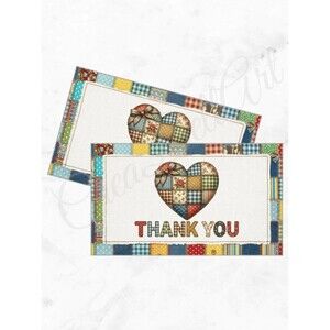 60 Patchwork Cards Heart Design Thank You Cards